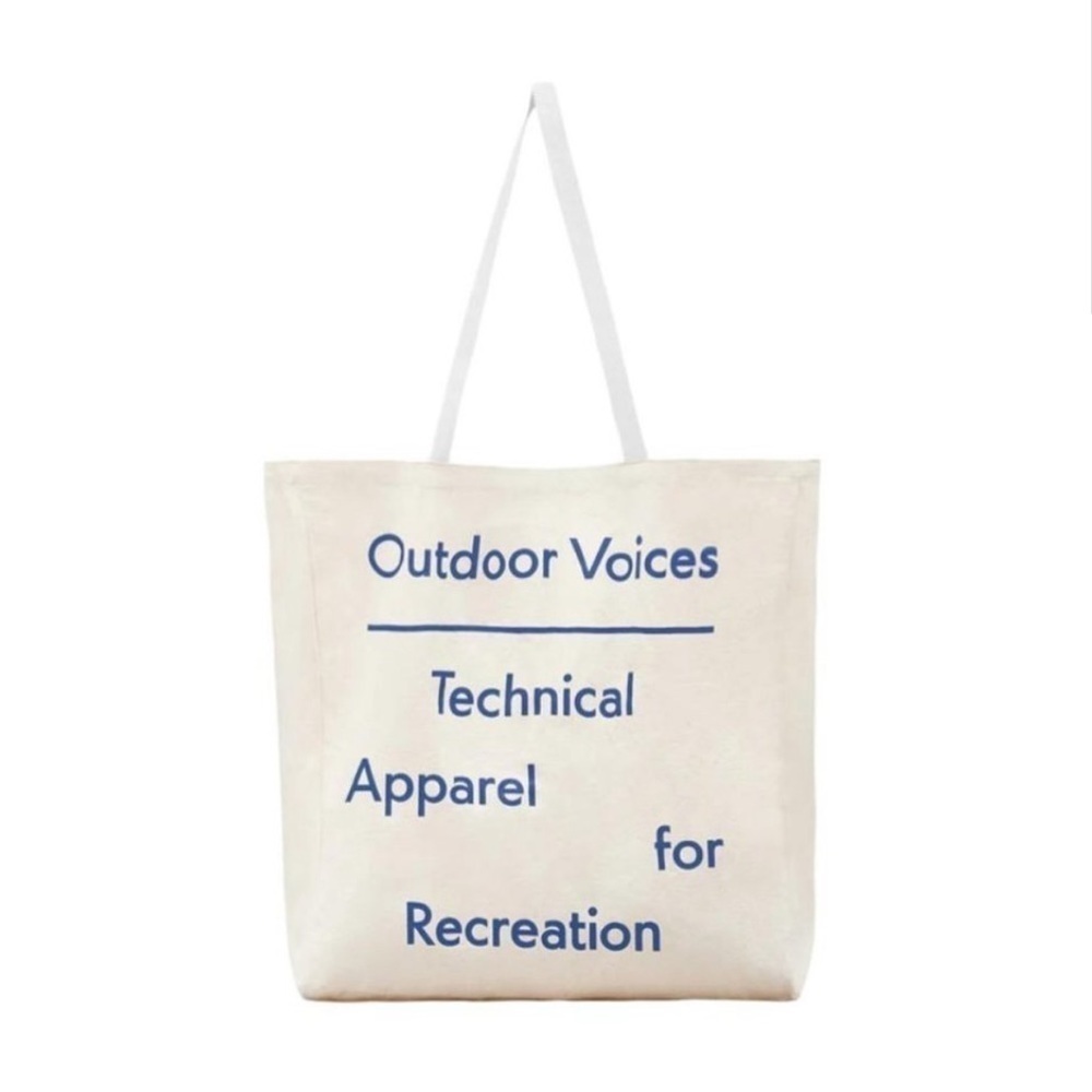 Outdoor Voices iconic cream cotton tote bag. New